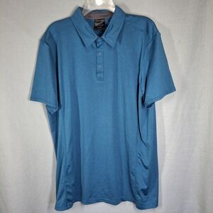 Hylete Mens 2XL Performance Polo Shirt Athletic Short Sleeve Stretch Blue Golf